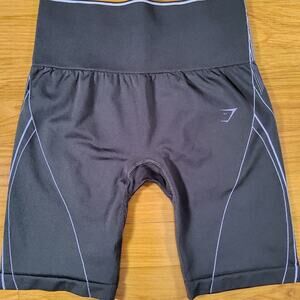 Gymshark Women’s Compression Biker Shorts Small Black High Rise Logo Waist Train